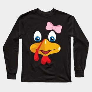 'Turkey Face' Funny Thanksgiving Gift Long Sleeve T-Shirt